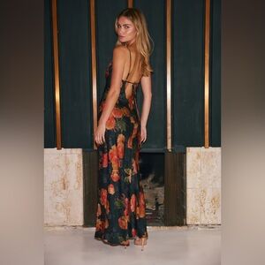 NWT 12th Tribe Rumors Floral Print Satin Maxi Dress - Size S